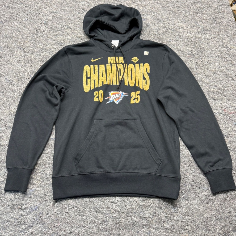 Nike NBA Oklahoma City Thunder 2025 Champions Hoodie Black Mens Small IQ1384-00A